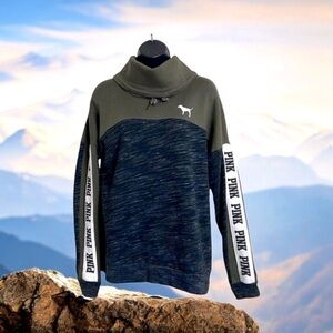 Victoria’s Secret Pink Sweatshirt Cowl Neck Long Sleeve Logo Drawstring Pullover